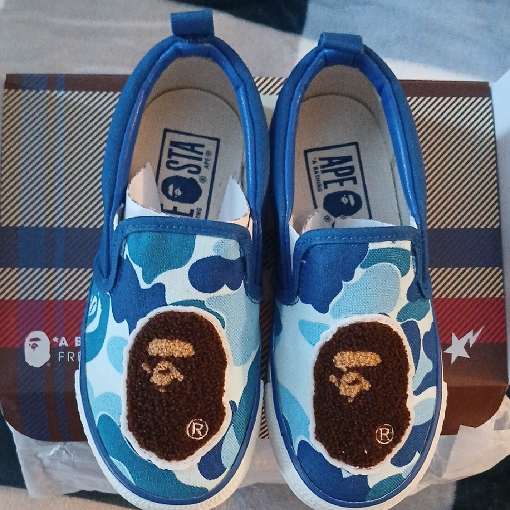 A Bathing Ape Kids Blue Camo Sneakers